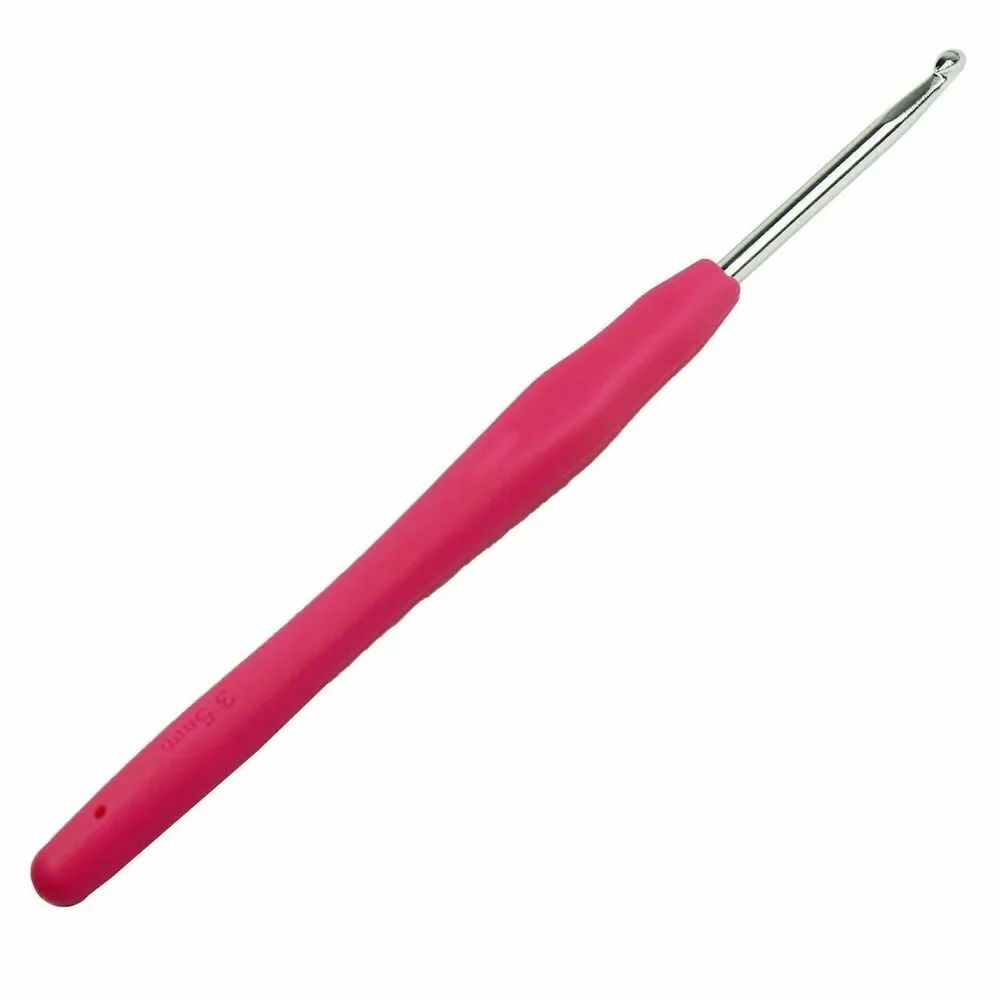 Crochet Hooks Soft Handle Ergonomic Rubber Grips Aluminum Needles 12-Pc Gift NEW